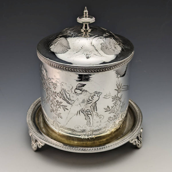 British Antique Silver Plated Biscuit Barrel WWHarrison & Co